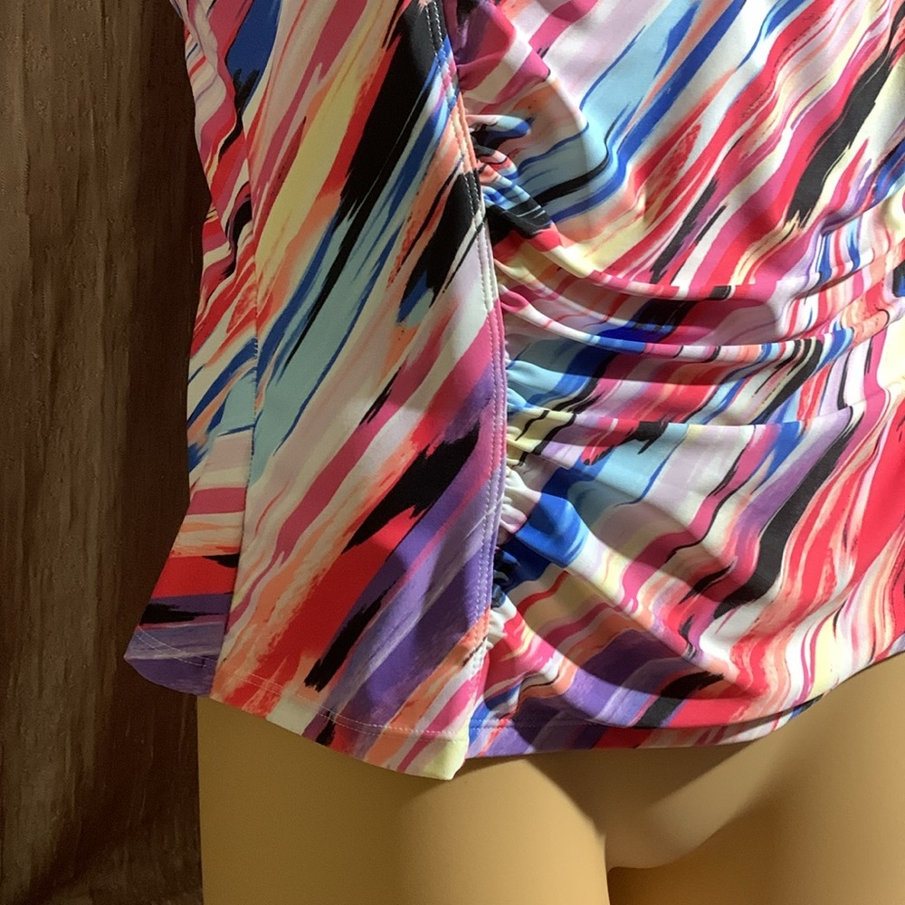 Swimsuits For All Multicolor Striped Swim Top - Picture 5 of 16